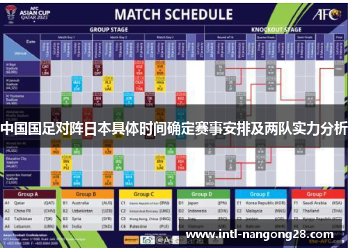 中国国足对阵日本具体时间确定赛事安排及两队实力分析