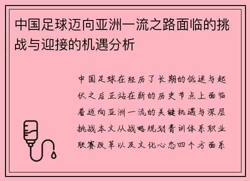 中国足球迈向亚洲一流之路面临的挑战与迎接的机遇分析